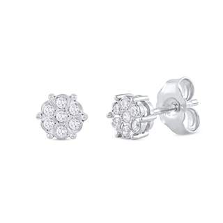 0.11 CT. T.W. Diamond Honeycomb Stud Earrings in 10K White Gold