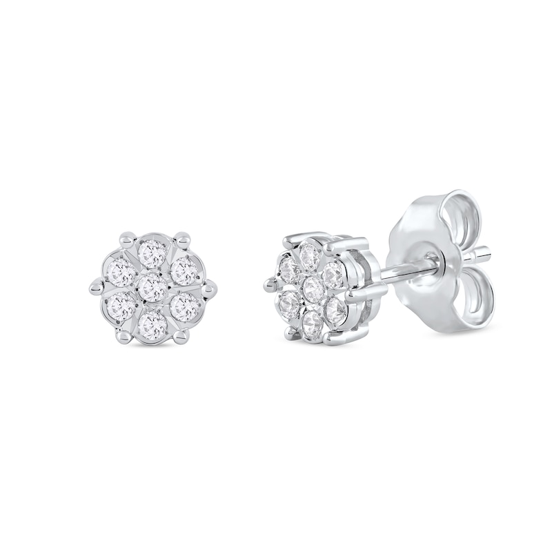 0.11 CT. T.W. Diamond Honeycomb Stud Earrings in 10K White Gold|Peoples Jewellers