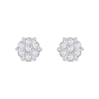 0.11 CT. T.W. Diamond Honeycomb Stud Earrings in 10K White Gold