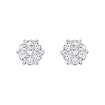 0.11 CT. T.W. Diamond Honeycomb Stud Earrings in 10K White Gold