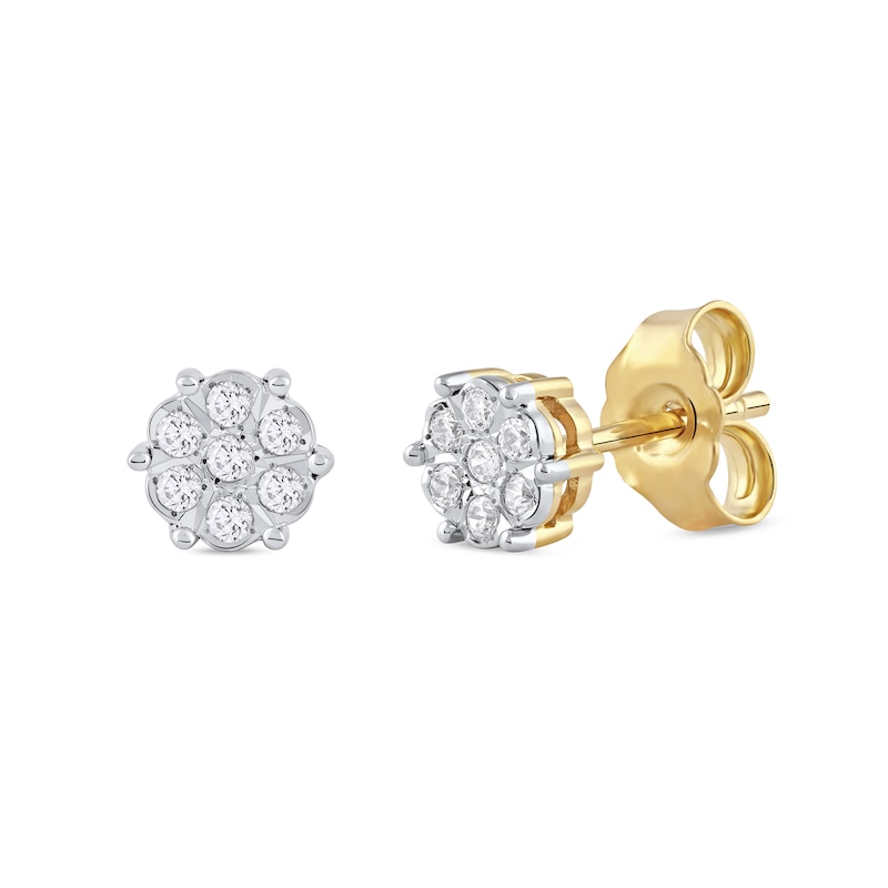 0.11 CT. T.W. Diamond Flower Stud Earrings in 10K Gold|Peoples Jewellers