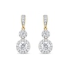 Thumbnail Image 2 of 0.75 CT. T.W. Diamond Double Circle Frame Drop Earrings in 10K Gold