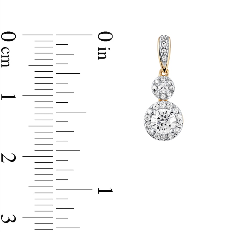 Main Image 3 of 0.75 CT. T.W. Diamond Double Circle Frame Drop Earrings in 10K Gold