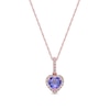 5.0mm Heart-Shaped Tanzanite and 0.10 CT. T.W. Diamond Frame Pendant in 10K Rose Gold