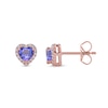 Thumbnail Image 1 of 4.0mm Heart-Shaped Tanzanite and 0.10 CT. T.W. Diamond Frame Stud Earrings in 10K Rose Gold