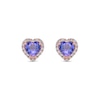 4.0mm Heart-Shaped Tanzanite and 0.10 CT. T.W. Diamond Frame Stud Earrings in 10K Rose Gold