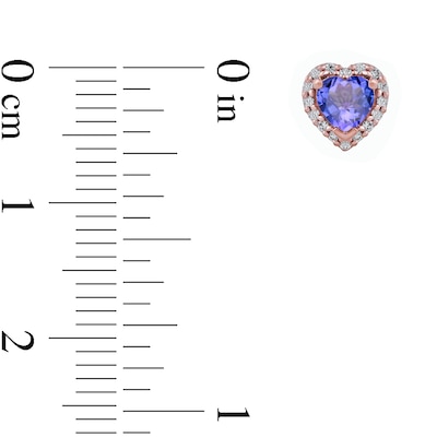 4.0mm Heart-Shaped Tanzanite and 0.10 CT. T.W. Diamond Frame Stud Earrings in 10K Rose Gold