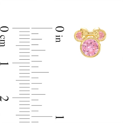 Child's Pink Cubic Zirconia Minnie Mouse Stud Earrings in 10K Gold