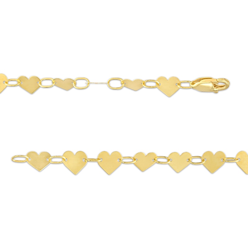 Heart Disc Chain Link Bracelet in 10K Gold - 7.25"|Peoples Jewellers