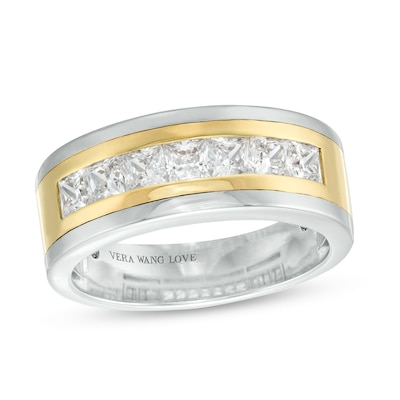 TRUE Lab-Created Diamonds by Vera Wang Love Men's 1.69 CT. T.W. Seven Stone Wedding Band in 14K Two-Tone Gold (F/VS2)