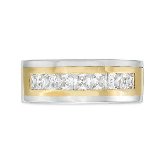 TRUE Lab-Created Diamonds by Vera Wang Love Men's 1.69 CT. T.W. Seven Stone Wedding Band in 14K Two-Tone Gold (F/VS2)