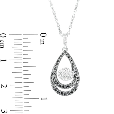 0.29 CT. T.W. Black and White Diamond Teardrop Swirl Pendant in Sterling Silver