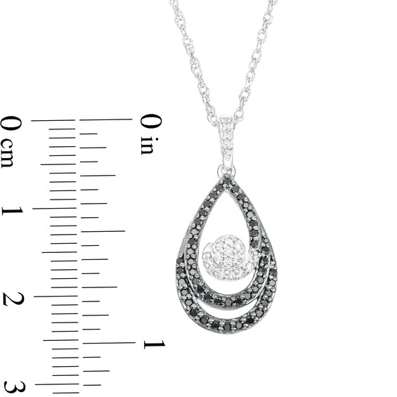 0.29 CT. T.W. Black and White Diamond Teardrop Swirl Pendant in Sterling Silver