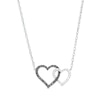 Thumbnail Image 0 of 0.18 CT. T.W. Black and White Diamond Interlocking Hearts Necklace in 10K White Gold