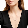 Thumbnail Image 1 of 0.18 CT. T.W. Black and White Diamond Interlocking Hearts Necklace in 10K White Gold