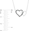 Thumbnail Image 2 of 0.18 CT. T.W. Black and White Diamond Interlocking Hearts Necklace in 10K White Gold