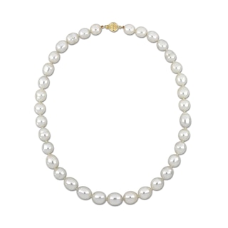 9.0-11.0mm South Sea Cultured Pearl Strand Necklace with 14K Gold Clasp