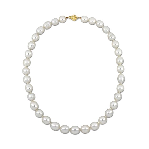 9.0-11.0mm South Sea Cultured Pearl Strand Necklace with 14K Gold Clasp