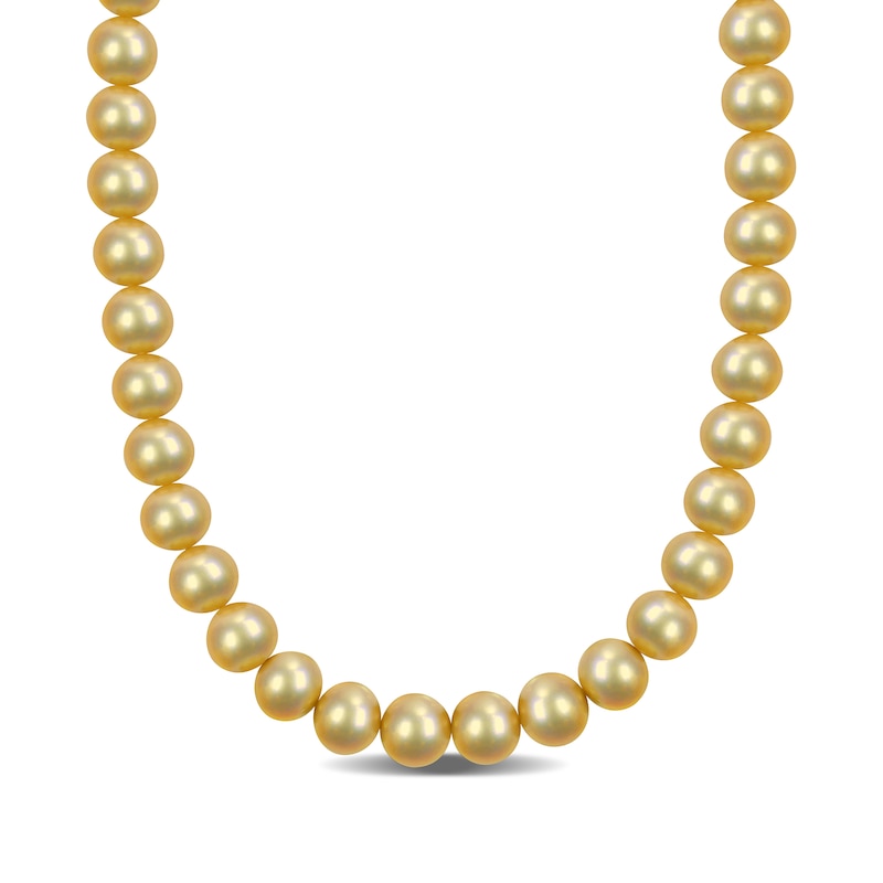 11.0-12.0mm Golden South Sea Cultured Pearl Strand Necklace with 14K Gold Clasp