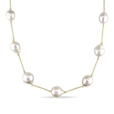 11.0-13.0mm South Sea Cultured Pearl Bead Station Necklace in 14K Gold