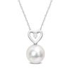 Thumbnail Image 0 of 9.5-10.0mm South Sea Cultured Pearl and 0.05 CT. T.W. Diamond Heart Pendant in 10K White Gold-17"