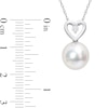 9.5-10.0mm South Sea Cultured Pearl and 0.05 CT. T.W. Diamond Heart Pendant in 10K White Gold-17"