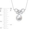 Thumbnail Image 2 of 9.5-10.0mm Baroque South Sea Cultured Pearl and 0.05 CT. T.W. Diamond Bow Necklace in 10K White Gold-17"