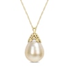 Thumbnail Image 0 of 9.0-10.0mm Baroque South Sea Cultured Pearl Fleur-de-Lis Bail Pendant in 14K Gold-17"