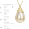 Thumbnail Image 2 of 9.0-10.0mm Baroque South Sea Cultured Pearl Fleur-de-Lis Bail Pendant in 14K Gold-17"