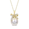 Thumbnail Image 0 of 12.0-12.5mm Baroque South Sea Cultured Pearl and 0.08 CT. T.W. Diamond Bow Pendant in 10K Gold-17"