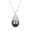 Thumbnail Image 0 of 10.0-11.0mm Baroque Black Tahitian Cultured Pearl and 0.06 CT. T.W. Diamond Eggplant Pendant in 14K White Gold-17"