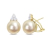 12.0-12.5mm Golden South Sea Cultured Pearl and 0.60 CT. T.W. Diamond Trio Stud Earrings in 14K Gold