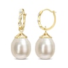 9.0-9.5mm Baroque South Sea Cultured Pearl and Diamond Accent Twist Drop Earrings in 14K Gold