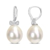 Thumbnail Image 0 of 12.0-13.0mm Baroque South Sea Cultured Pearl and 0.09 CT. T.W. Diamond Bow Drop Earrings in 14K White Gold