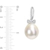 Thumbnail Image 2 of 12.0-13.0mm Baroque South Sea Cultured Pearl and 0.09 CT. T.W. Diamond Bow Drop Earrings in 14K White Gold
