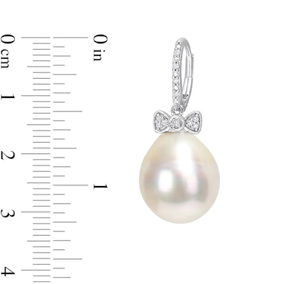 12.0-13.0mm Baroque South Sea Cultured Pearl and 0.09 CT. T.W. Diamond Bow Drop Earrings in 14K White Gold