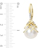 Thumbnail Image 2 of 12.0-12.5mm Baroque South Sea Cultured Pearl and 0.15 CT. T.W. Diamond Drop Earrings in 10K Gold