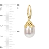 Thumbnail Image 2 of 9.0-10.0mm Baroque South Sea Cultured Pearl Ribbed Fleur-de-Lis Bail Drop Earrings in 14K Gold