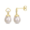 Thumbnail Image 0 of 8.0-8.5mm Baroque Freshwater Cultured Pearl and Diamond Accent Square Drop Earrings in 10K Gold