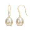 Thumbnail Image 0 of 12.0-12.5mm Baroque Golden South Sea Cultured Pearl and Diamond Accent Drop Earrings in 10K Gold