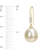 12.0-12.5mm Baroque Golden South Sea Cultured Pearl and Diamond Accent Drop Earrings in 10K Gold