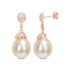 Thumbnail Image 0 of 9.0-10.0mm Baroque South Sea Cultured Pearl and 0.14 CT. T.W. Diamond Striped Drop Earrings in 14K Rose Gold