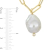 Thumbnail Image 1 of 14.5-15.0mm Baroque Freshwater Cultured Pearl and Diamond Accent Paper Clip Link Drop Necklace in 14K Gold