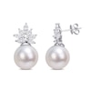 10.5-11.0mm South Sea Cultured Pearl and 1.46 CT. T.W. Marquise Diamond Flower Drop Earrings in 14K White Gold