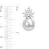 10.5-11.0mm South Sea Cultured Pearl and 1.46 CT. T.W. Marquise Diamond Flower Drop Earrings in 14K White Gold