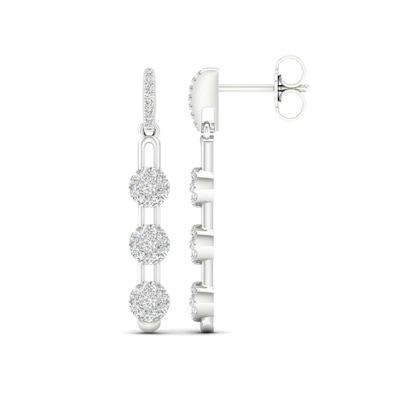 0.33 CT. T.W. Multi-Diamond Trio Paper Clip Link Linear Drop Earrings in 10K Gold