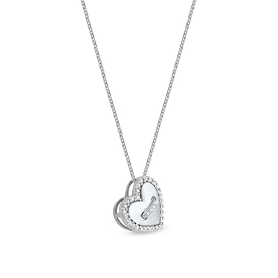 0.10 CT. T.W. Diamond Tilted Heart Button Pendant in 10K White Gold