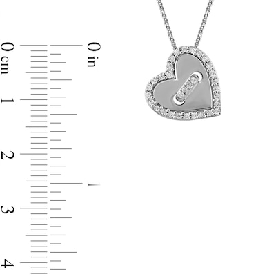 0.10 CT. T.W. Diamond Tilted Heart Button Pendant in 10K White Gold