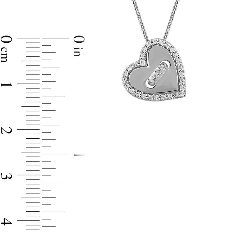 0.10 CT. T.W. Diamond Tilted Heart Button Pendant in 10K White Gold