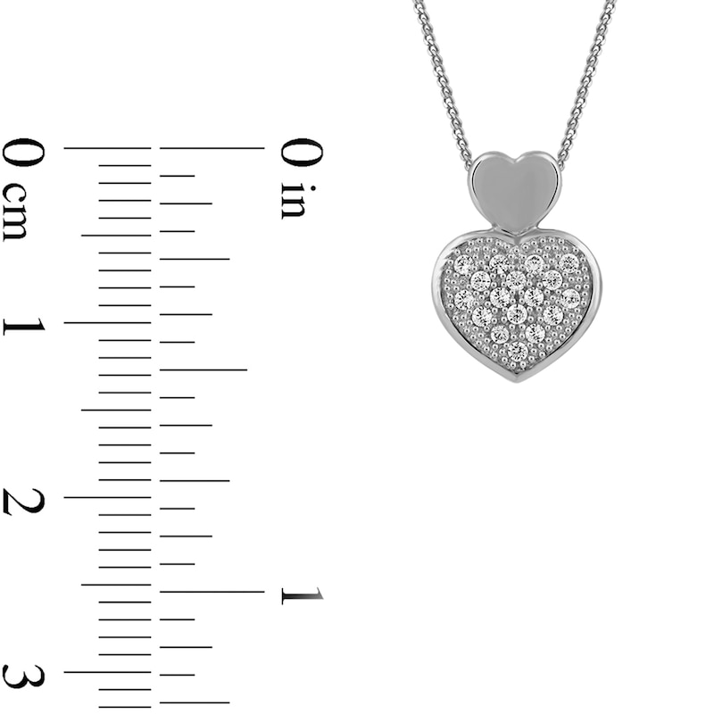 0.05 CT. T.W. Diamond Big and Little Heart Stacked Pendant in 10K White Gold